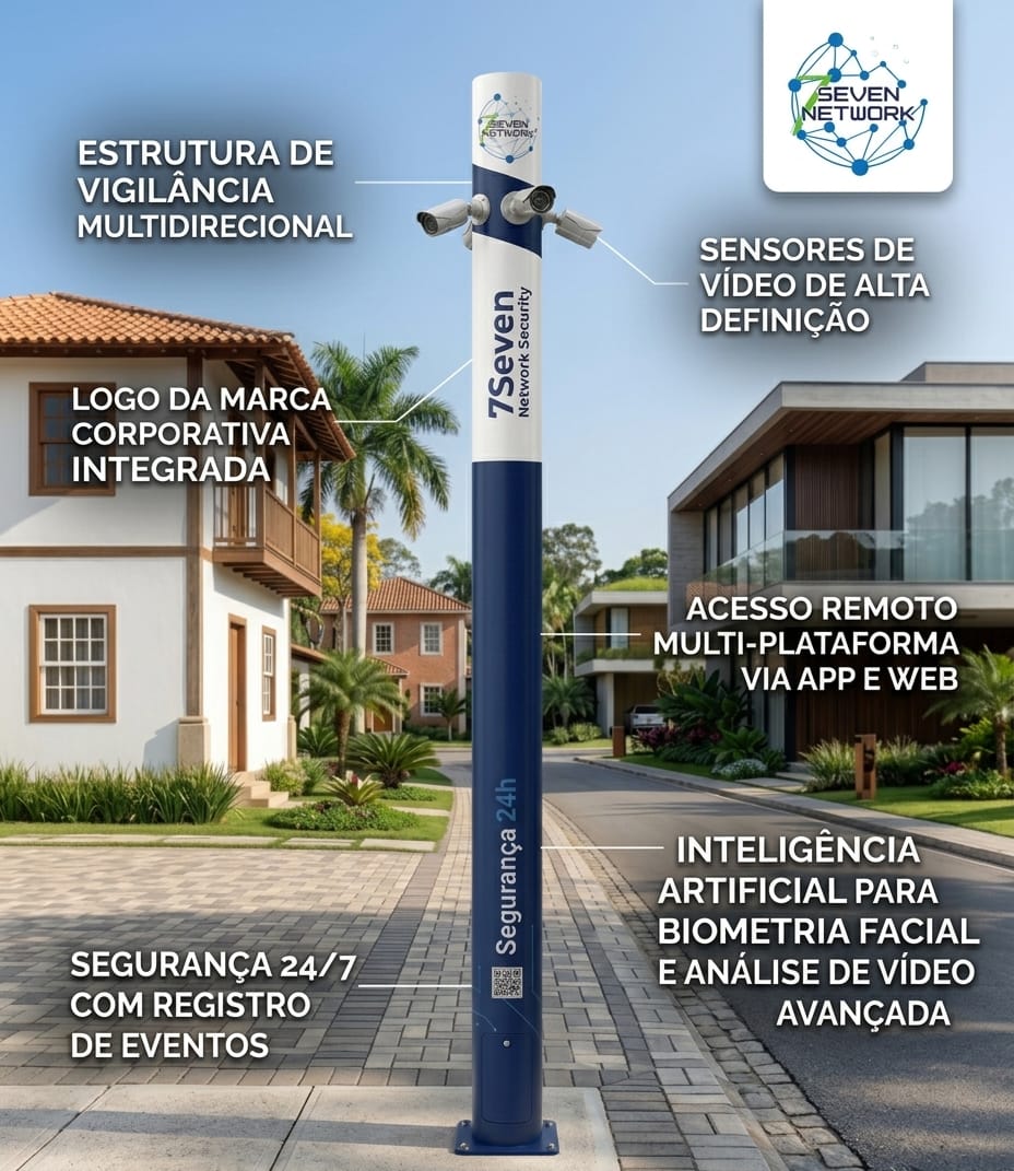 Torre de monitoramento instalada em area externa para cobertura e conectividade